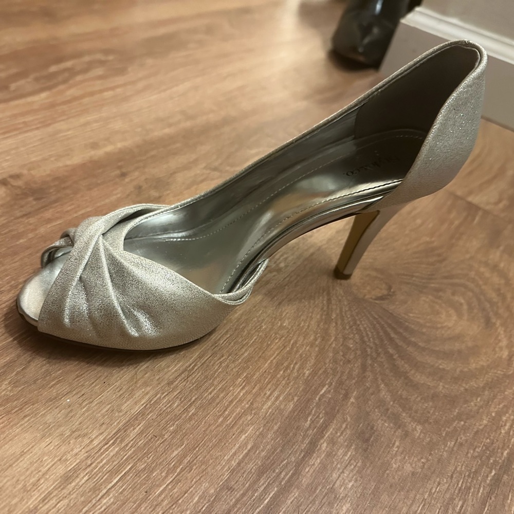 Silver sparkly Open Toe heels formal sparkles - Picture 4 of 9